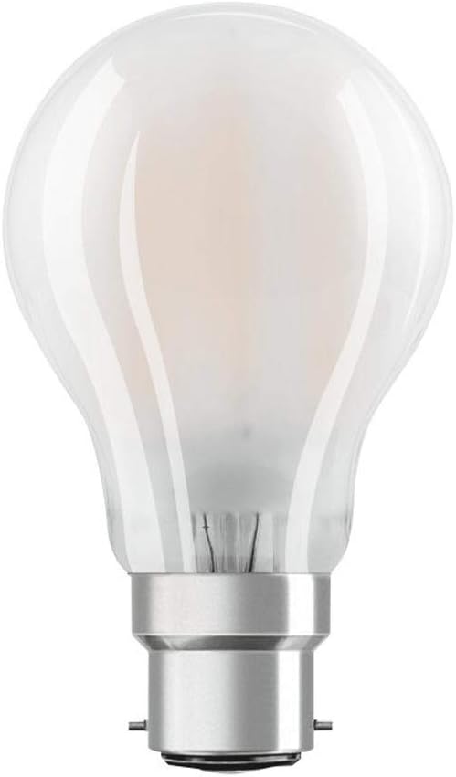 OSRAM Dimmable Filament LED lamp with B22d base, warm white (2700K), classic bulb shape, 8W, frosted glass, replaces standard 75W bulb, 1-pack