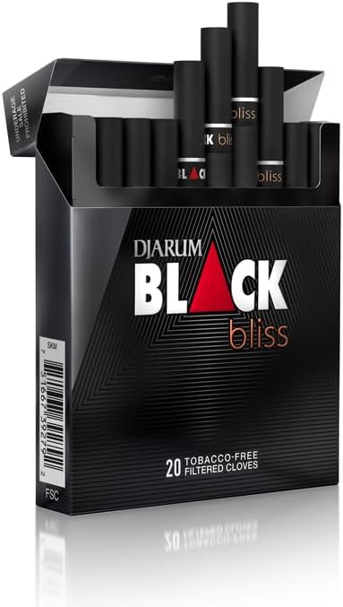 Djarum Original Black Bliss Tobacco & Nicotine Free Clove Filtered Cigarettes - 1 Box of 20 incl. Frugal Smoker Sticker