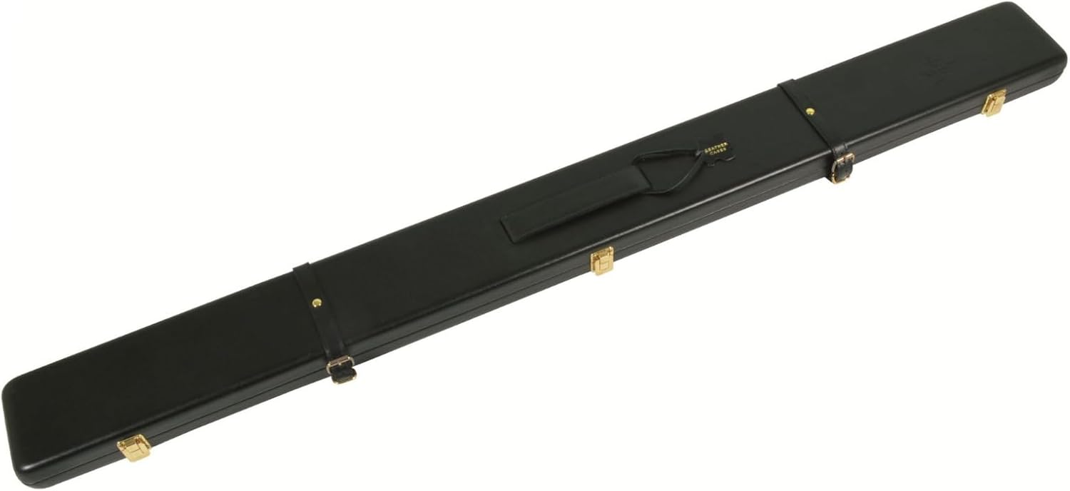 Contrast Peradon Leather Cue Case for 3/4 Snooker & Pool Cues - Black