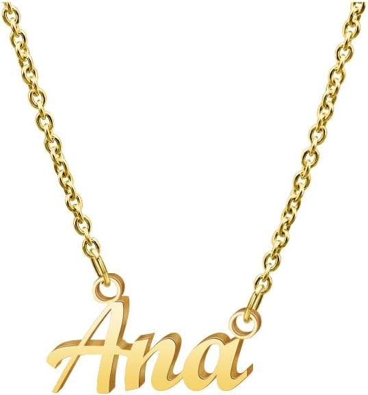 Ldurian Custom Name Necklace, Personalized Name Plate Pendant Necklace Pre Gifts, Charm Pre-made Jewelry for Mom Mama Birthday Anniversary