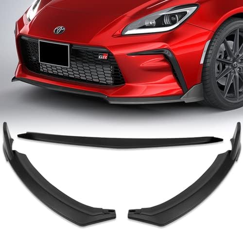 3 Pieces ABS ST-Style Front Bumper Lip Spoiler Splitter Side Body Kit Trim Protection Compatible with 2022-2024 Toyota GR86 2023 (Matt Black)