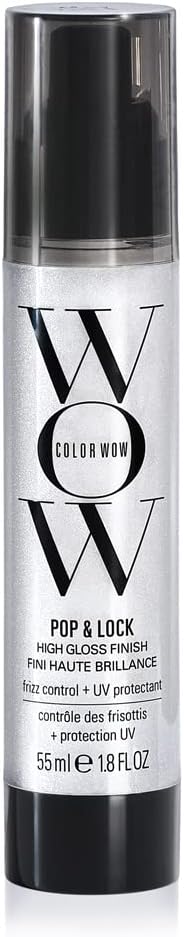 Color Wow Pop + Lock Frizz Control + Glossing Serum – Anti-frizz serum with heat protection; Seals split ends; Moisturises; Silkens and shines dull, dehydrated hair