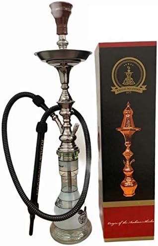 Genuine Khalil Mamoon Shisha Hookah Sheesha Pipes with All Accessories – 25” – 65 cm - Black Pipe -"NO Nicotine"