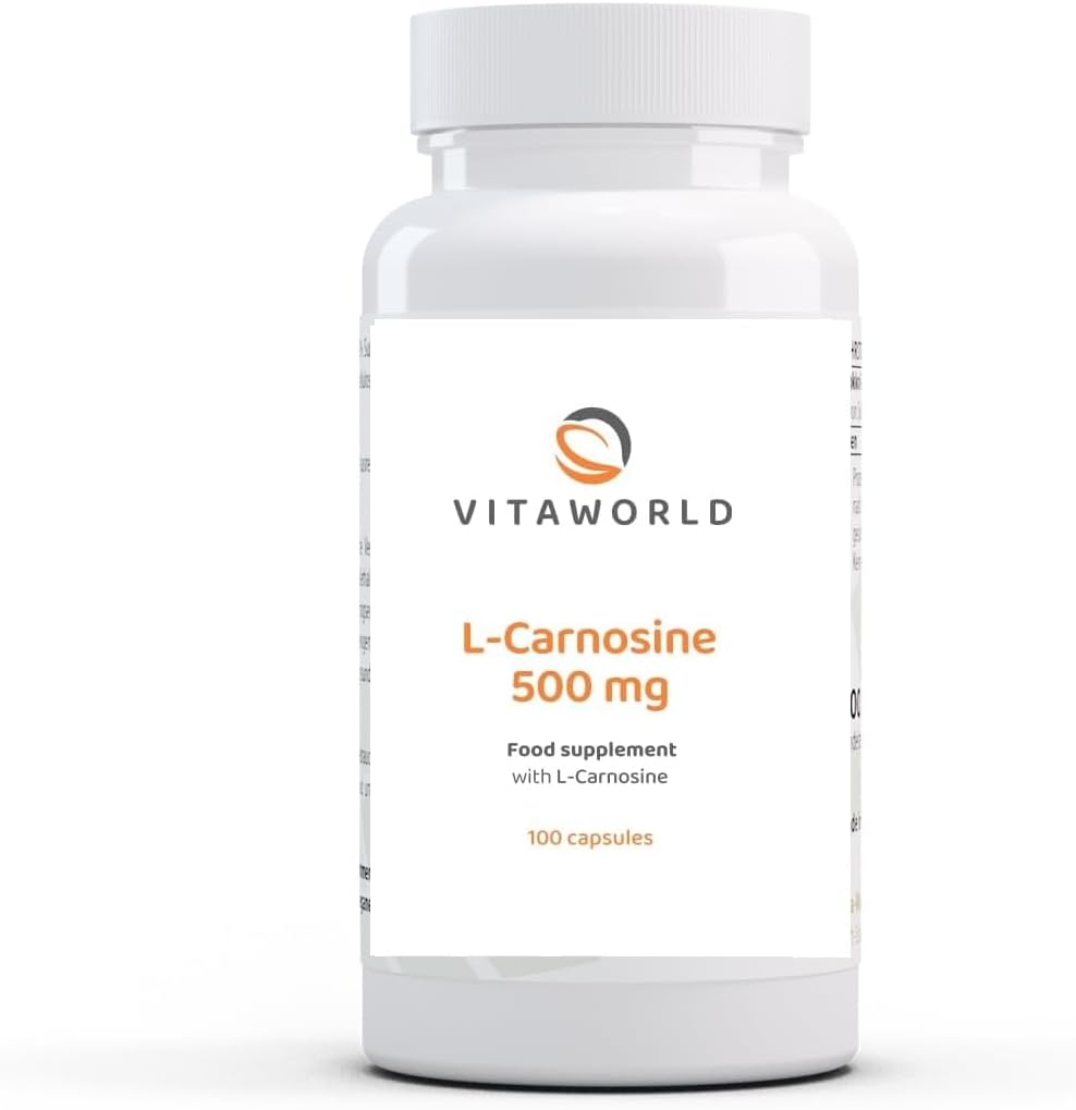 Vita World L-Carnosine 500mg 100 Vegetarian Capsules Made in Germany