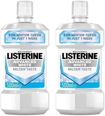 Listerine Advanced White Milder Taste Mouthwash 500ml (Pack of 2)