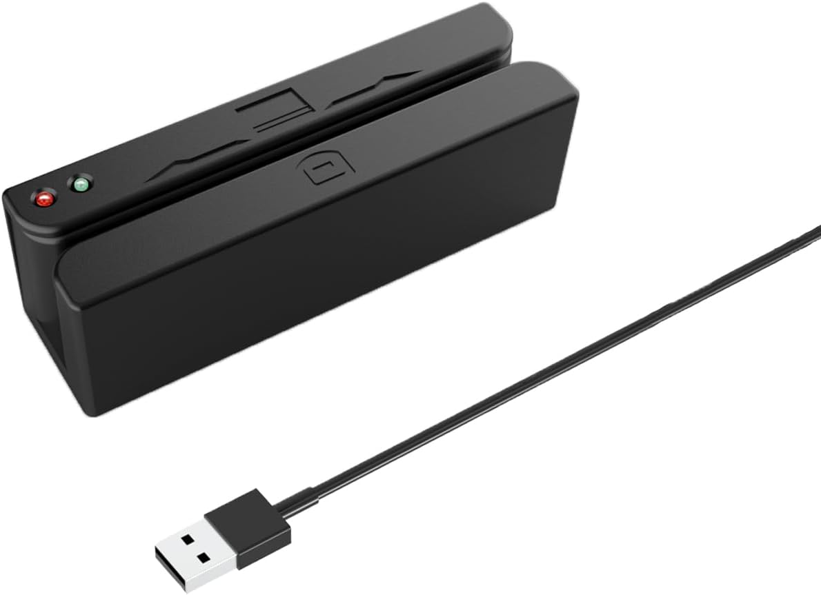 MSR90U Magnetic Strip Card Reader 3 Track USB POS Magstripe Card Reader for POS System Cashier Registry,Plug and Play, Black