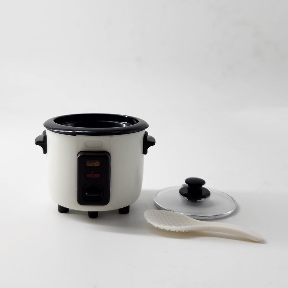 Miniature Set 1:12 Scale Models Dollhouse Accessory Coffee Pots Blenders Oven Rice Cooker Waffle Machine Miniature Dollhouse Kitchen Accessories (Rice Cooker Ivory)