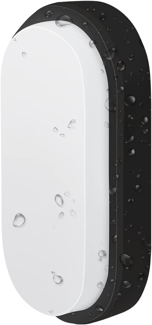 ANWIO 14W Outside Black Led Oval Bulkhead Light,Ip54 Waterproofled Porch Sconce Lighting, Outdoor LED Wall Light,Ceiling Light,980LM,4000K Natural White Bathroom Ceiling Light,220-240V(1 Pack)