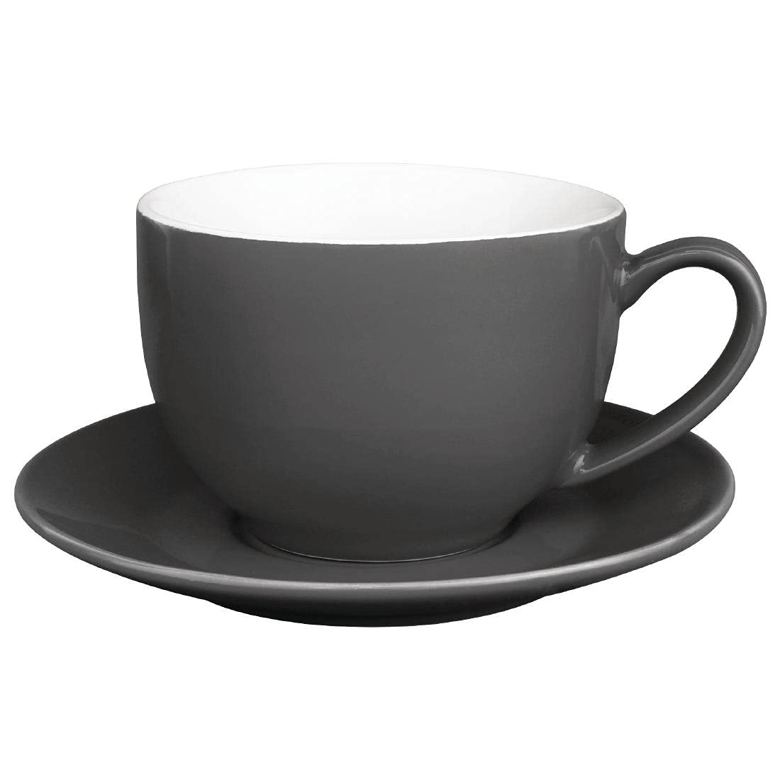 Olympia Cafe Cappuccino Cups Charcoal 340Ml 12Oz Porcelain Coffee Milk Jugs 12pc