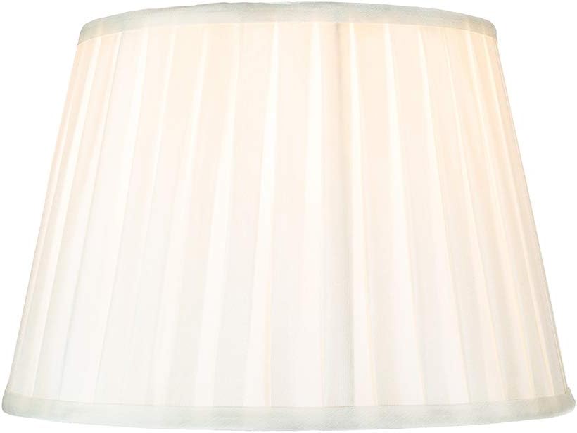Traditional Classic Cream Faux Silk Pleated Inner Lined Lamp Shade - 12" Diameter and 60w Maximum by Happy Homewares