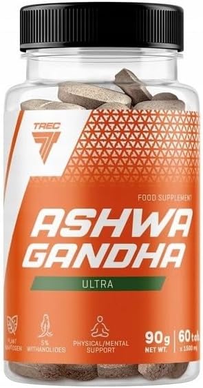 Trec Nutrition - Ashwagandha Ultra - KSM-66-200mg per Serving - Vitanolide 10mg - Memory - Concentration - 60 Tablets