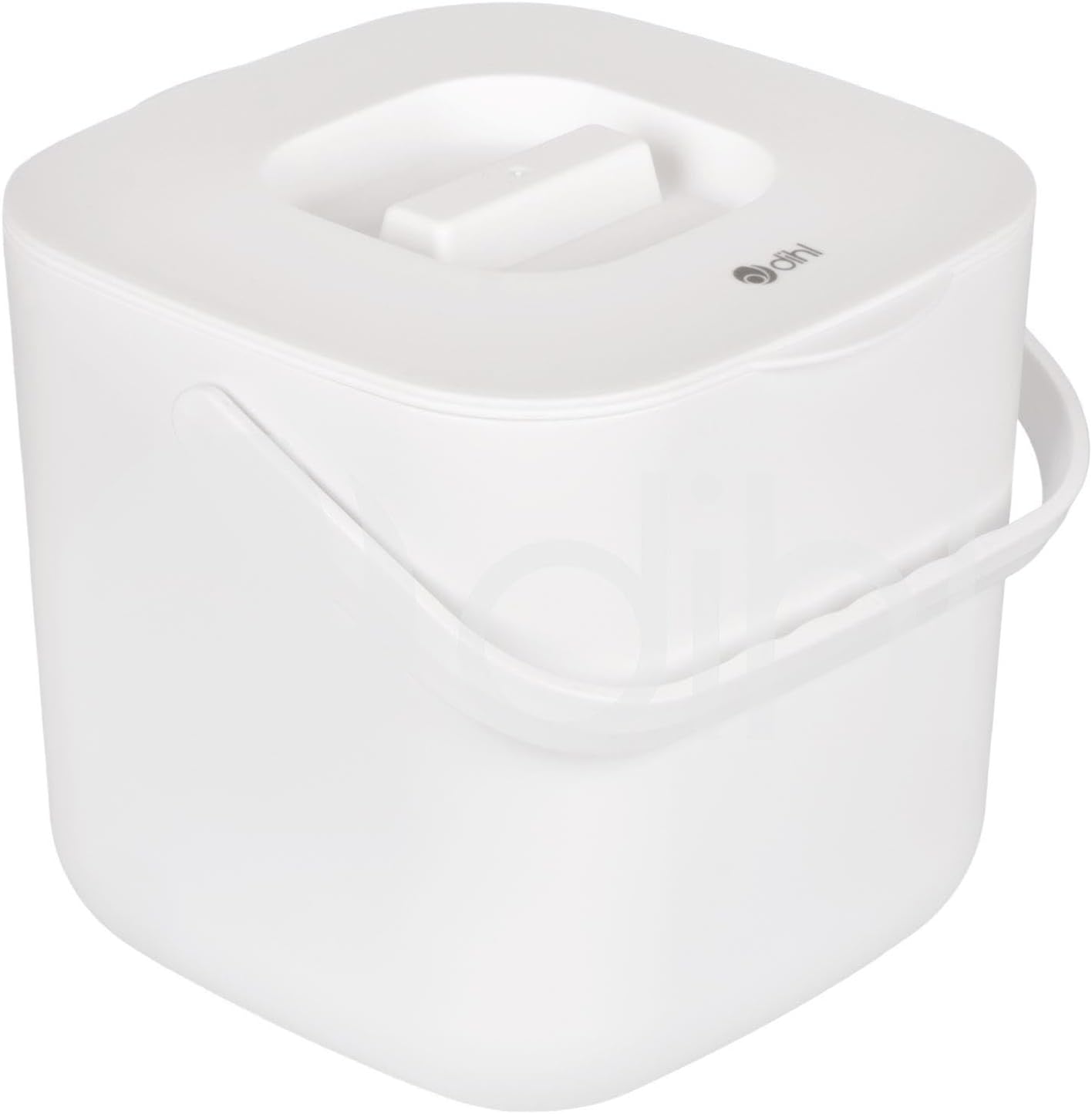 Dihl 7 Litre Indoor Kitchen Compost Caddy Bin, with Strainer and Odour Seal, 7L, Recycle Organic Waste, White