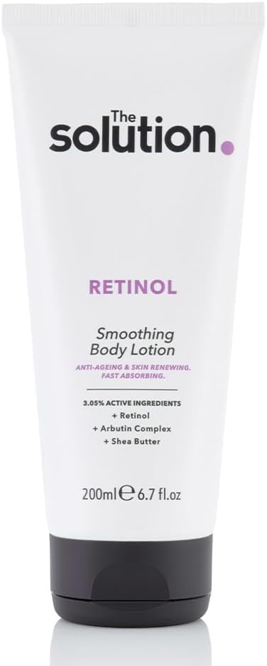 The Solution Retinol Smoothing Body Lotion (200ml). Retinol Cream with Shea Butter, Renewing Retinol Body Cream, Night Moisturiser, Day Cream for Body, Vegan & Cruelty Free Retinol Moisturiser