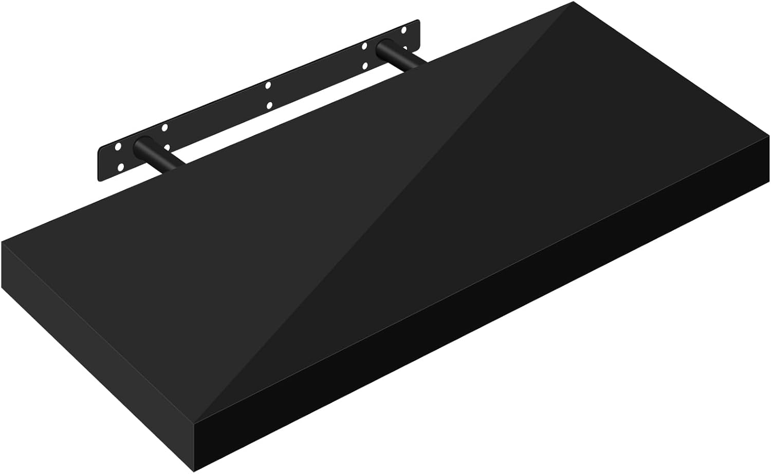 eSituro Floating Shelf, Wall Shelf, 50cm long, High Gloss Black Wooden Wall-mounted Storage Shelf, Photo Gallery, for Bedroom/Living Room/Kitchen/Bathroom/Hallway