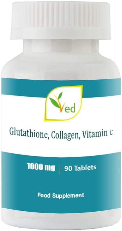 VED Reduced L-Glutathione, Collage, Vitamin C Tablets | 1000mg x 90 Tablets