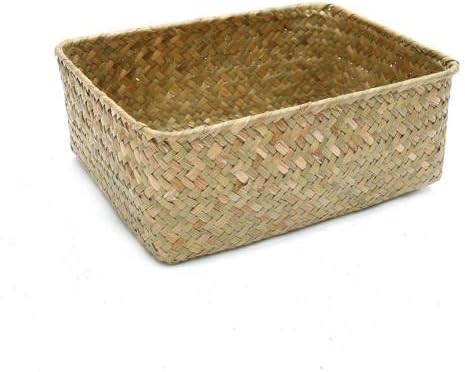 MYLPDZSW HHF Baskets Bins Home Decor Handmade Straw Dried Flower Fruit Pot Basket Rattan Box Candy Earphone Organizer Sundries Storage Basket Clothing Storage (Color : Primary Color L)