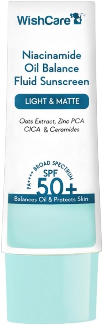 WishCare 5% Niacinamide Oil Balance Fluid Sunscreen SPF 50 PA++++ - Lightweight Matte Sunscreen SPF 50 for Oily Skin & No White Cast 50g