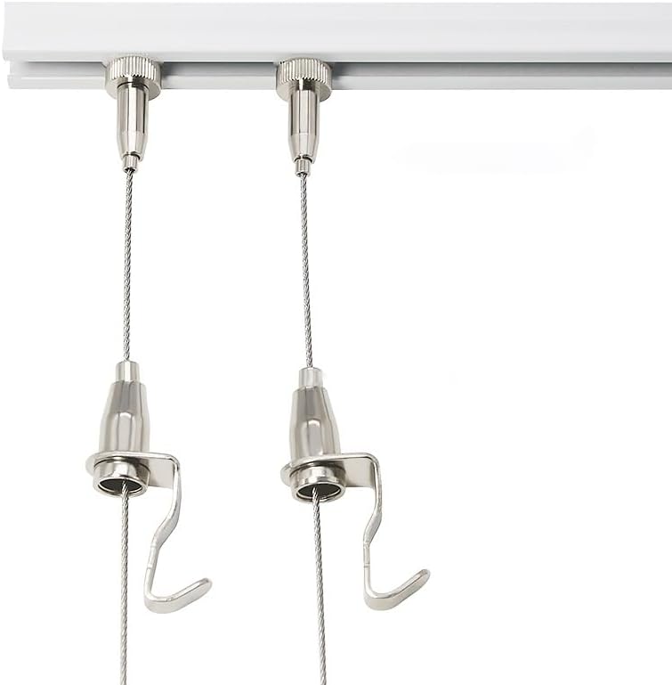 UZAMIRLEX Picture Hanging Wire Kit, Movable & Positionable Wire Picture Hanging Kit, Unique Cable Locker Ceiling Mount(6.5"/2m Cable,60"/152cm Track)