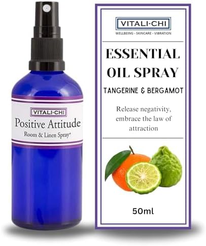 Vitali-Chi Essential Oil Spray with Tangerine & Bergamot | Uplifts Mood, Releases Negative Energy | Aura, Room, and Linen Refresher - 50 ml