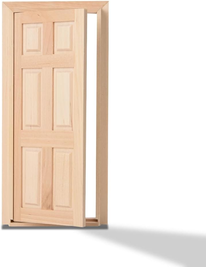 Tiiyee Dollhouse Door, 1:12 Scale Miniature Wooden Door DIY Simulation Doll House Furniture Accessories, Dolls House Bathrooms Craft Model Education Learning Pretend Playset