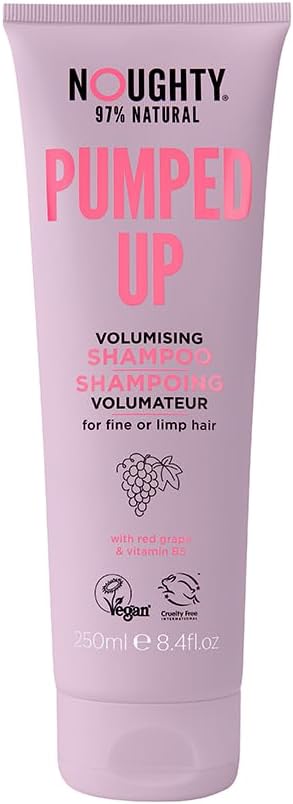 Noughty 97% Natural, Pumped Up Volumizing Shampoo, Sulphate Free Vegan Haircare, for Fine or Limp Hair, with Red Grape & Vitamin B5 250ml