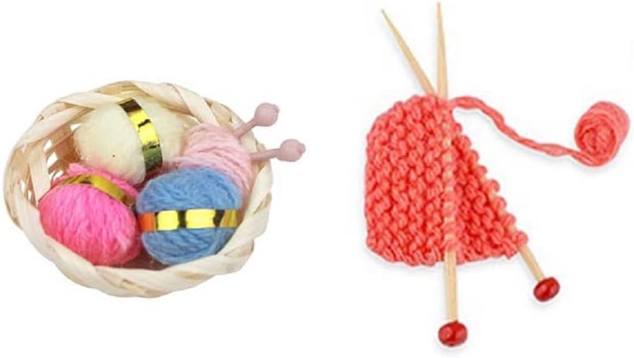 1:12 Scale Accessories Dollhouse Woolen Yarn Knitting Miniature Knitting Basket Simulation Decoration Favors Supplies (A)