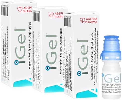 iGel® Moisturizing Eye Drops | Preservative-Free Artificial Tears for Dry, Red, Itchy Eyes | Long-Lasting Relief & Hydration | Contact Lens Safe | Hyaluronic Acid | Made in Europe - 3 x 10ml Bottle