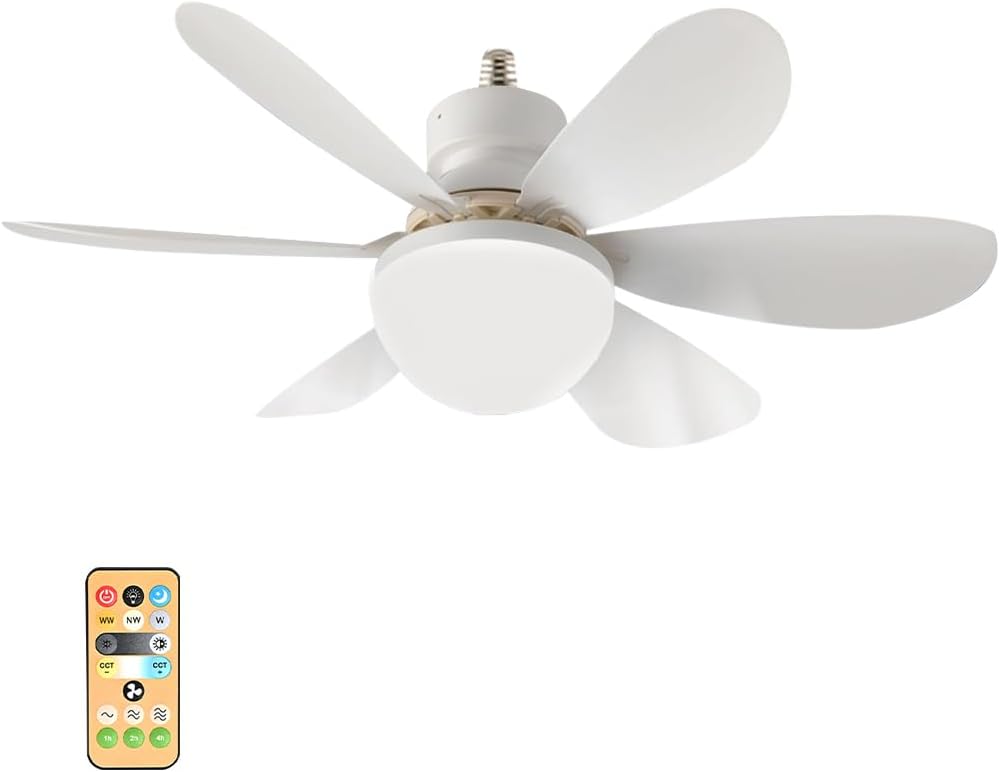 SGZIOO Ceiling Fans with Lights and Remote, Screw in Ceiling Light Fan, 3 Speeds 3 Colors, 30W 16.5'' Light Fan with E27 Socket, Timing Ceiling Fans for Bedroom, Living Room