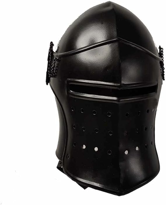 Barbuta Black Helmet | Knight Templar Crusader Helm Viking Battle Knight Helmet