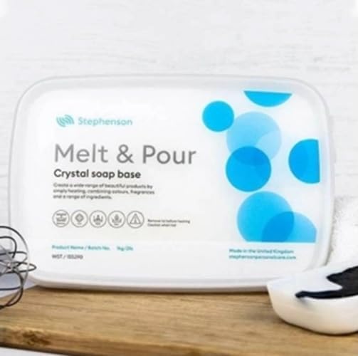 Mystic Moments | Stephensons Crystal WST White Soap Base | 1Kg | Moisturising opaque WST base gives white melt-and-pour soaps a smooth finish for colours and fragrance.