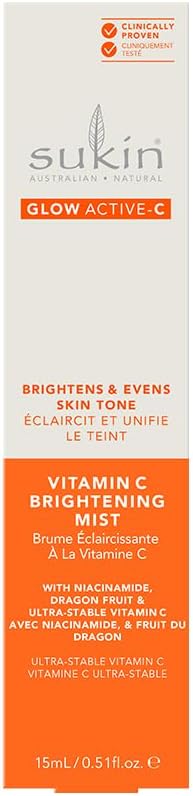 Sukin - Glow Active-C - Vitamin C Mist - Brightening Mist with Niacinamide - Paraben Free and Natural care - Spray, Care, Care - 125ml