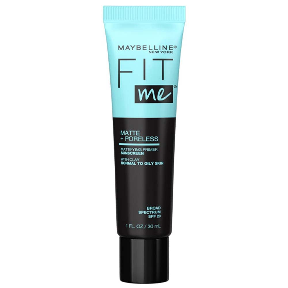Maybelline Fit Me Matte + Poreless Mattifying Face Primer Makeup With Sunscreen, Broad Spectrum SPF 20, 16HR Wear, Shine Control, Clear, 1 Count