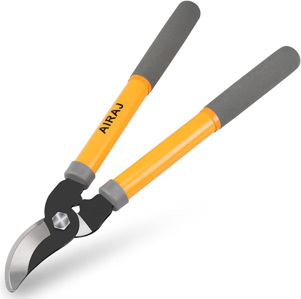 AIRAJ Bypass Loppers, More Power Less Effort Branch Lopper, Hardened Steel Blades with Non-Stick Coating,Bypass Loppers and Tree Trimmer Length: 38.5 cm, Quality Gardening Tree Lopper -Gray/Orange