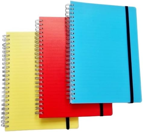 NAYA Notepads 3 Pack A5 200 Pages Spiral Pocket Notebooks, Wire Bound Flip Witting Note Pad, Small Memo, Jotting, Doodle Pads, Reporter Multipack Notebook Mini Cover Note Book.