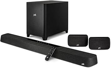 Polk MagniFi Max AX SR 7.1.2 Channel Sound Bar with 10" Wireless Subwoofer & SR2 Surround Speakers, Dolby Atmos and DTS:X Certified, Polk's Patented VoiceAdjust & SDA Technologies, Black