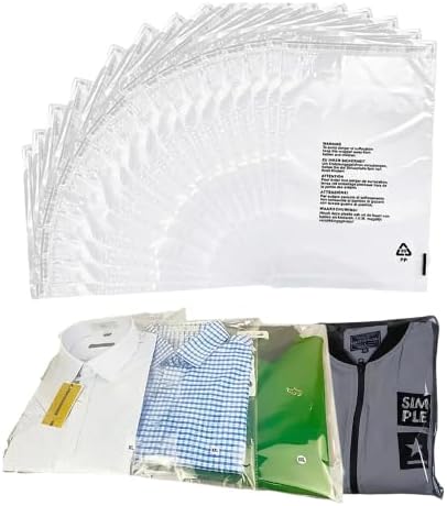100 Clear Self Seal Clothing Bags with Safety Warning Peel & Seal RESEALABLE Polypropylene Perfect for Clothes Shirt T- Shirt Display Crafts Postal Packing Postage Sacks MAILERS DVIVA Size (12"x15")