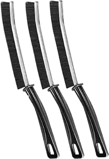 Generic 3 Pcs Multifunctional Gap Cleaning Brush, Black, Plastic Handle, Ideal for Fur, Glass, Tile, Stone Cleaning
