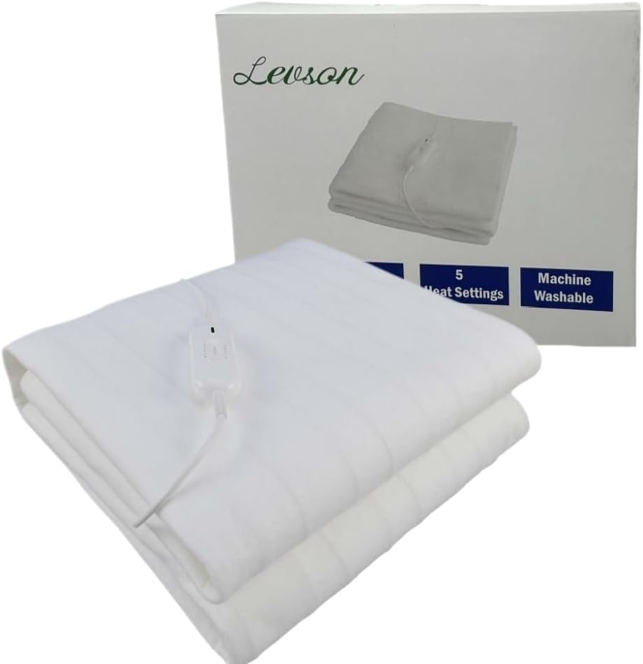 LEVSON Far Infrared Cozy Electric Blanket, Double Heated Underblanket with 3 Heat Settings & Comfort Controller, Machine Washable Bed Warmer Pad, 180x120CM