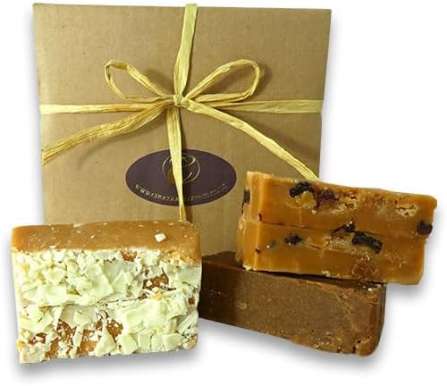 Fudge Luxury Gift Box, 10 Large Assorted Blocks: Caramel, Creamy Vanilla, Sea Salted Caramel, Rum & Raisin, Gourmet Flavours, Gluten Free