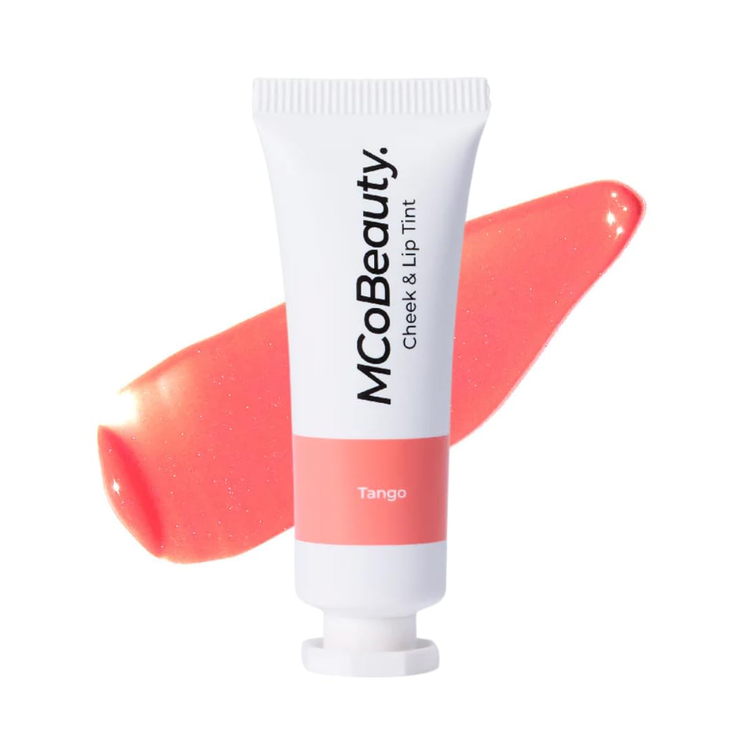 MCoBeauty Cheek and Lip Tint Tango True Orange - Gel Cream Buildable Color Lip Stain and Blush for Women - Dewy Multi Use Tinted Lip Balm, Liquid Blush Makeup Vegan Cruelty Free - 0.34 oz