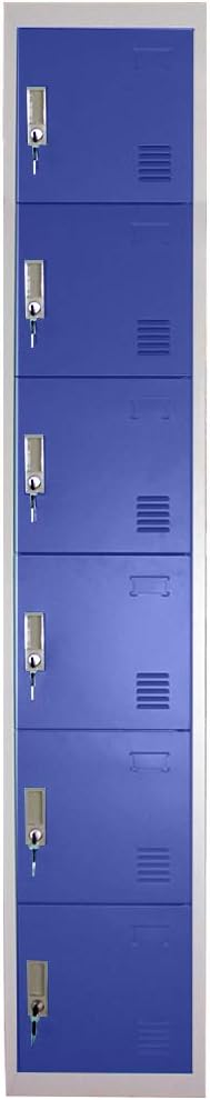 Panana Metal Storage Lockers Work Office Cupboard Lockable Filing Storage Unit School Staff Gym Changing Room Six Doors (Dark Blue, 6 Door)