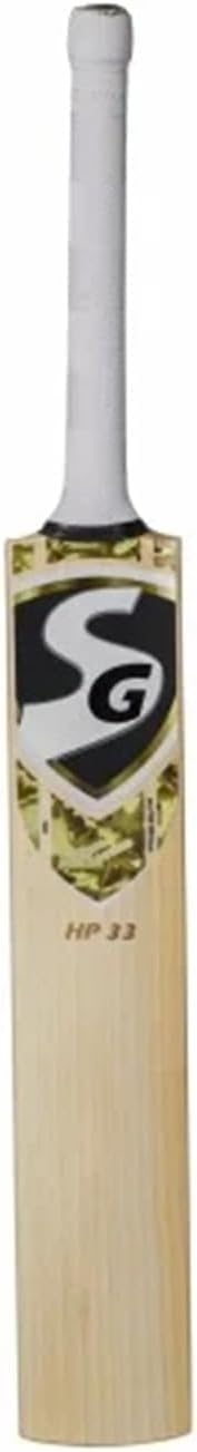 SG HP 33 Professional Cricket Bat | Color: Beige | Size: Short Handle| Material: English Willow Wood | for Unisex Player | Shock Absorption | Enhanced Flexibility | Usage Against Leather Ball