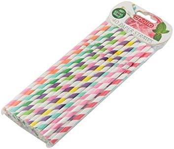 APOLLO Flexi Paper Straws-Stripe pk40