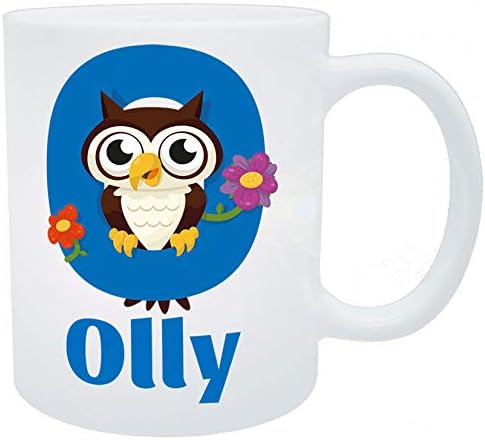 O for Olly, O for Owl Themed Boys Personalised Plastic Unbreakable Kids Cup/Mug, Toddler Cup