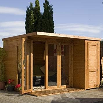 Garden 11.5ft W x 8ft D Wooden Summerhouse/Log Cabin Shed