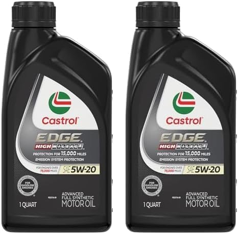 Castrol Edge High Mileage 5W-20 Advanced Full Synthetic Motor Oil, 1 Quart, Pack of 2