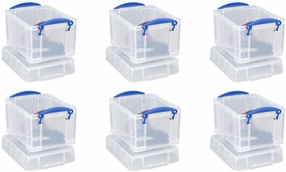 Really Useful Products Ltd 3 Liter Storage Box Plastic, Clear Lightweight 6 Pack