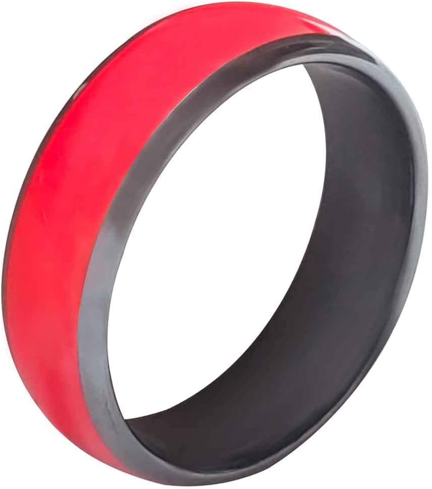 Black red NFC Forum Type 2 215 496 Bytes Chip Universal for Mobile Phone, All-Round Sensing Technology Wearable Smart Ring, Waterproof Ceramic for Men or Women (NFC Ring Black red 21mm)