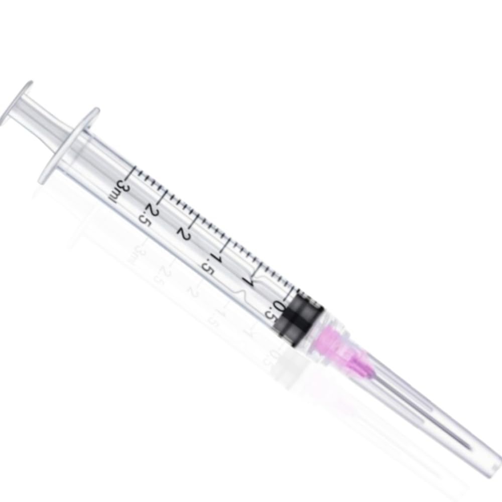 3ml Syringes with Needles 18G-1Inch, Lab Sample Injection Syringes for Industrial Scientific Labs, Liquids Measuring and Dispensing - 50 Pack/Box