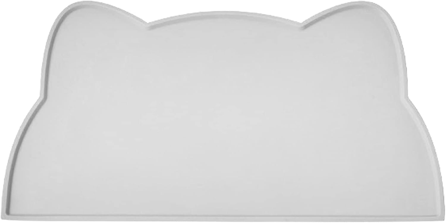 Cat Food Mat, Silicone Pet Feeding Mat Non Slip Dog Bowl Mat Waterproof Tray Cushion (Light Grey)